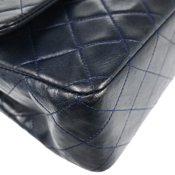Chanel Navy Lambskin Medium Double Flap Shoulder Bag - Picture 12 of 13